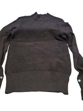 NWT Alfani Women’s XS Black Ribbed Mock Neck Sweater Button Cuff Pullover
